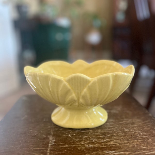 Vintage MCM Yellow Pottery Planter