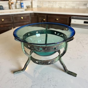 Glass Bowl With Metal Stand - Etsy