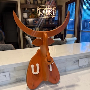 Handmade Wooden Longhorn Wall Decor | Rustic UT Hook Rack