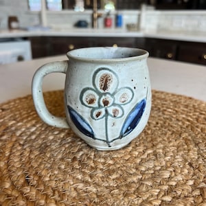 Vintage Mid Century Modern Otagiri Japan Pottery Mug Floral Matte Design 10 oz