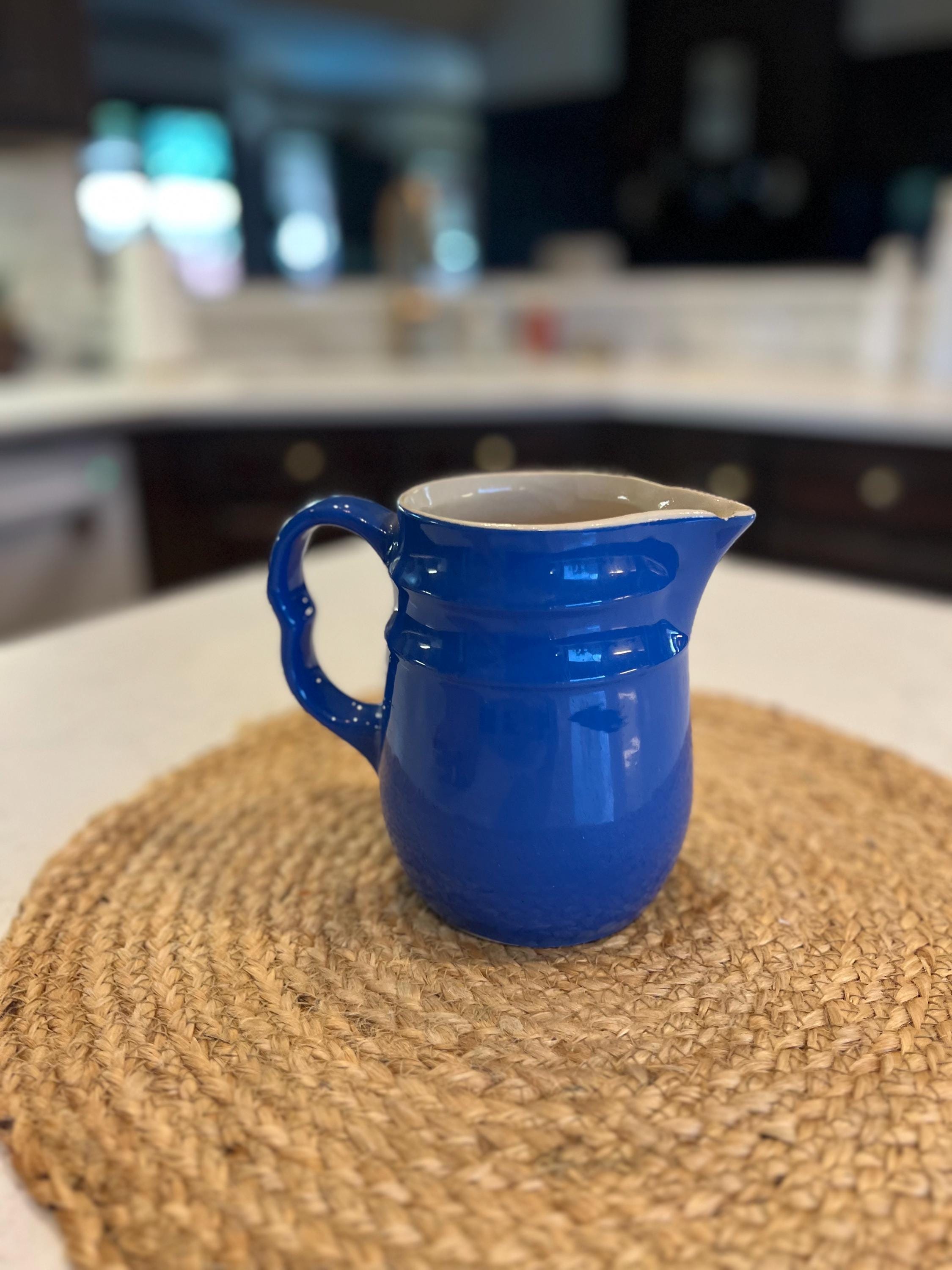 Vintage Oxford Stoneware 1940s Blue Milk Pitcher - Etsy
