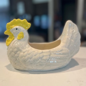 Vintage Ceramic Chicken Hen Planter Figurine
