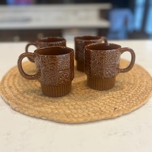 Vintage Brown Mug Japan 1970’s Retro Stacking Coffee Cup