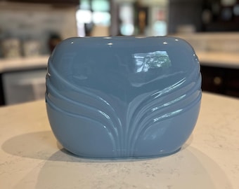 Vintage 80s Art Deco Ceramic Vase: Embossed Design