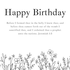 Floral Bible Verse Birthday Card, Christian Birthday card, Printable Birthday Card