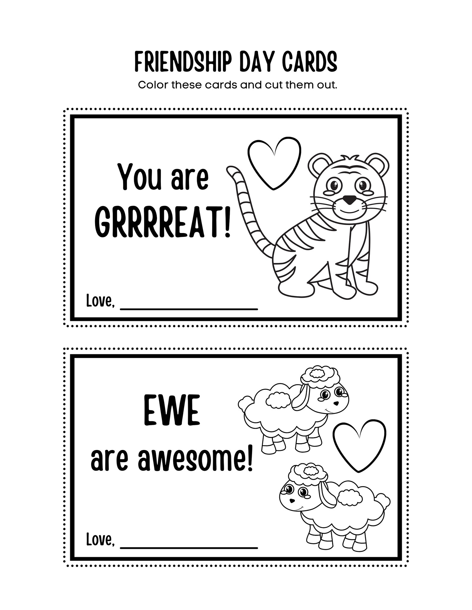 Printable Bundle Friendship Day Sheet Activities , Simple Valentines ...