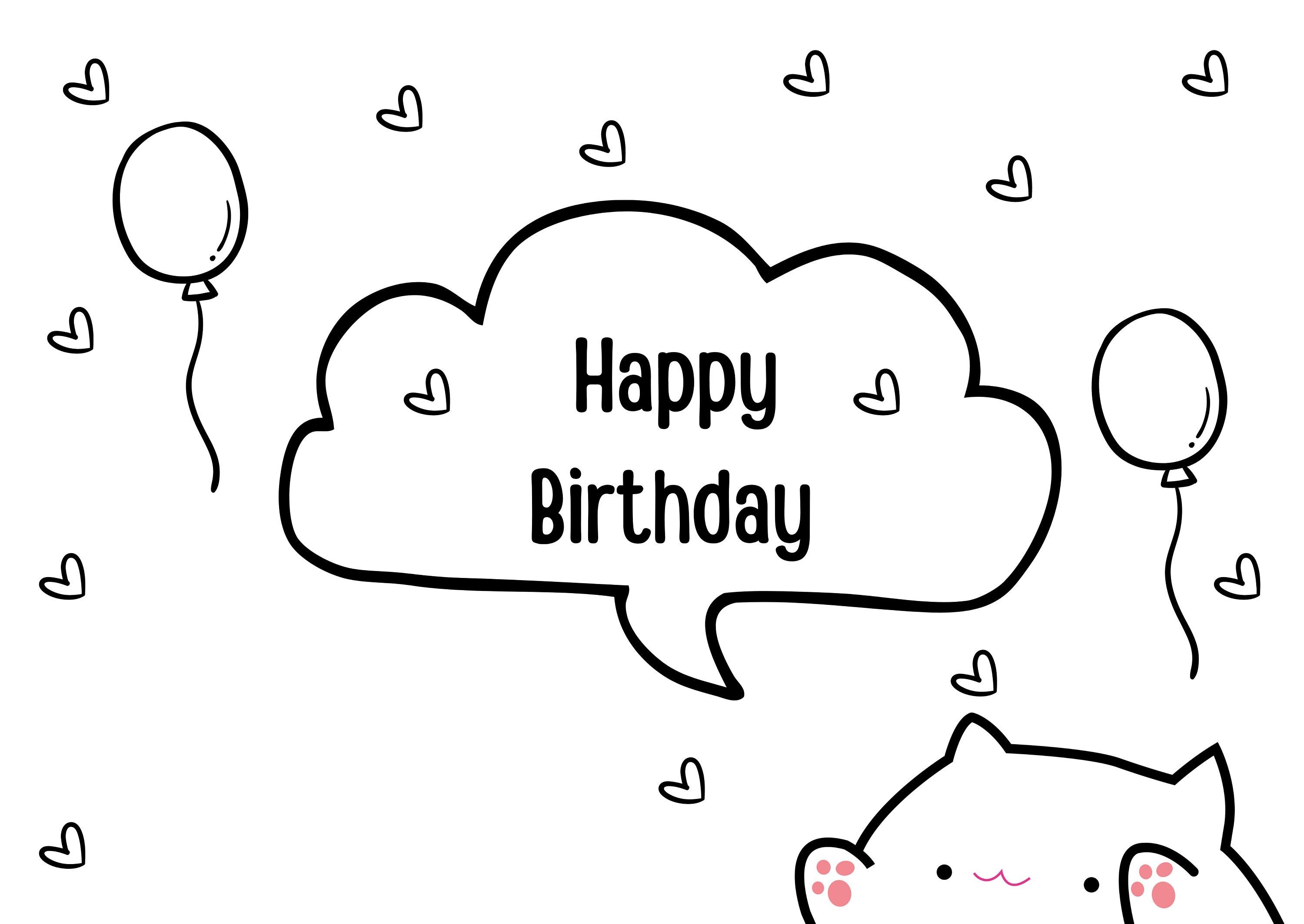 Happy Birthday Cat Card, Simple Birthday Cat Card - Etsy