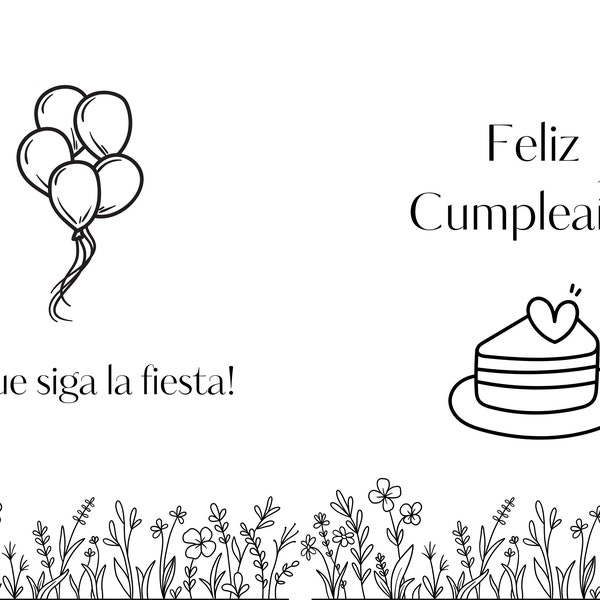 Emprimible Tarjeta de Cumpleaños, Tarjeta que se dobla de cumpleaños, Simple tarjeta de Cumpleaños