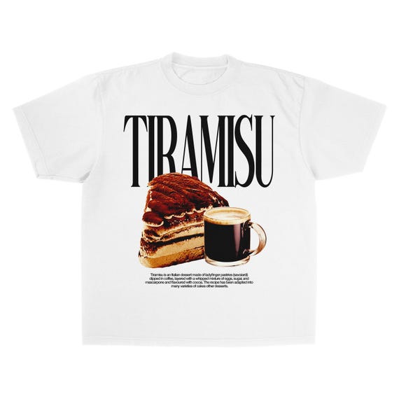 90s Vintage Style Tiramisu Shirt, Funny Food Retro Shirt, Silly Food Graphic Tees, Retro Cool Graphic Tees, Funny Food Shirt for Women