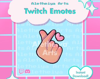 Korean Heart Twitch Emote / Finger Hearts Chat Icon / Transparent PNG Emoji for Discord & Twitch / Custom Stream Emotions / Meme