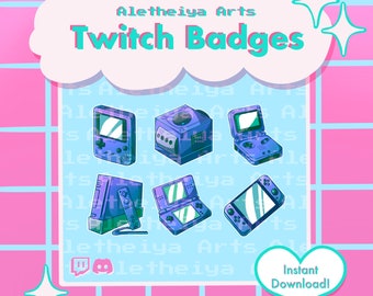 Video Game Twitch Subscriber Badges / Blue Handheld Console Icon Set / Transparent PNG Discord & Twitch / Custom Stream Tier / Youtube Flair