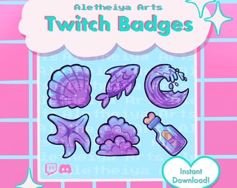 Ocean Sea Twitch Subscriber Badges / Aesthetic Icon Set / Transparent PNG for Discord & Twitch / Custom Stream Tiers / Youtube Flair