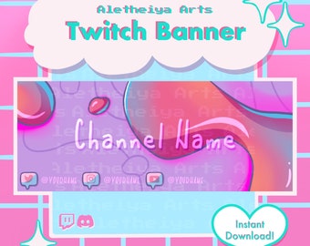 Vaporwave Neon Twitch Channel Banner / Cyberpunk Background Overlay / Transparent PNG Discord & YouTube / Custom Bubble Stream Header