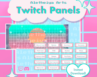 Vaporwave Neon Twitch Panel Overlay Pack / Cyberpunk Background / Transparent PNG for Discord and Twitch / Custom Stream Banner Background