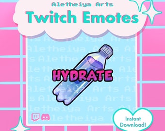 Hydrate Twitch Emote / Thirsty Chat Icon / Transparent PNG Emoji for Discord & Twitch / Custom Stream Emotions / Meme Emote Water Bottle