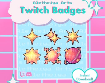 Stars Twitch Subscriber Badges / Celestial zodiac Icon Set / Transparent PNG for Discord and Twitch / Custom Stream Tiers / Youtube Flair