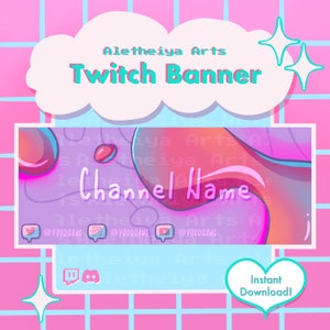 Vaporwave Neon Twitch Channel Banner / Cyberpunk Background Overlay / Transparent PNG Discord & YouTube / Custom Bubble Stream Header