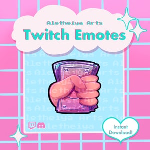Weź moje pieniądze Twitch Emote / Ikona czatu Dollar Hands / Przezroczyste PNG Emoji dla Discord i Twitch / Niestandardowe emocje strumieniowe / Emote memów