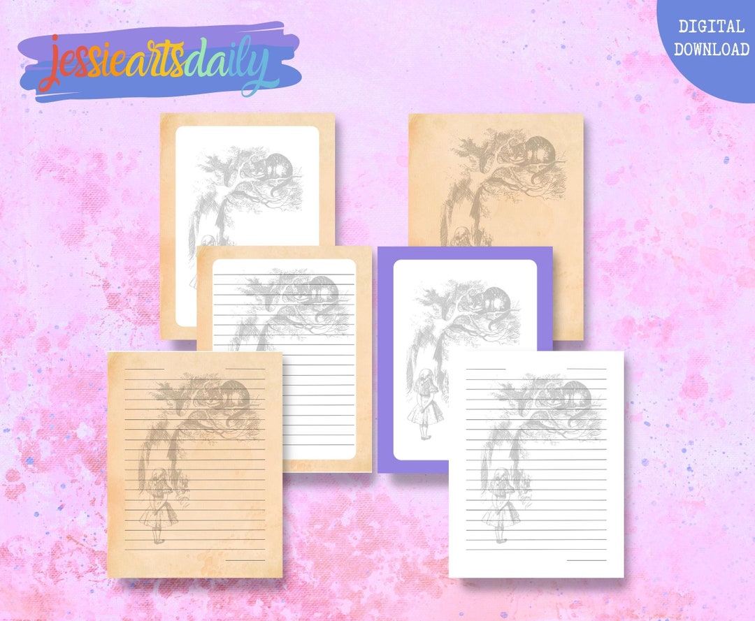 Alice in Wonderland Cheshire Cat Printable Stationery Stationary A4, US ...