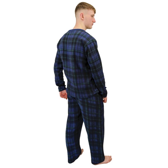Men Tartan Pyjamas Check Fleece Thermal Warm Soft Elasticated waist drawstring. Pajama pockets Loungewear lounge 2 piece set PJ Man S 4XL