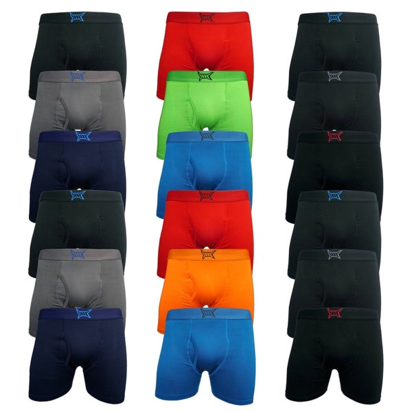Mens 6 Pack Boxer Shorts Stretchy Underpants Trunks Brief Underwear S-5XL Tag less Breathable Anti-chafing Soft Breathable Durable Wicking