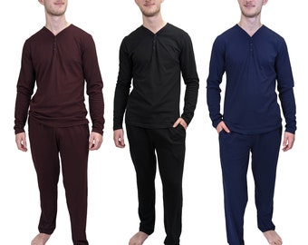 Mens cotton pyjamas Dapper 100%  with elasticated waist and pockets. Long sleeved, long legged and waist has drawstring. Sizes S-4XL Man Set