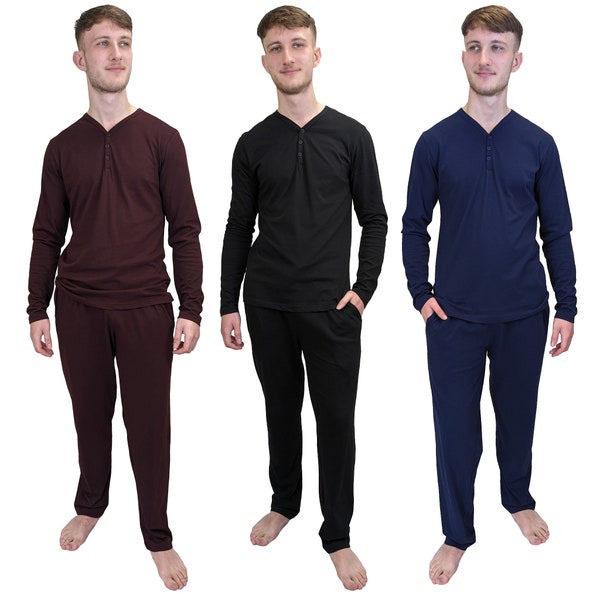 Mens cotton pyjamas Dapper 100%  with elasticated waist and pockets. Long sleeved, long legged and waist has drawstring. Sizes S-4XL Man Set