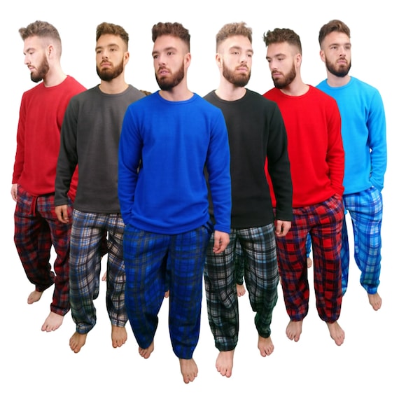 SaneShoppe Mens Thermal Top Fleece Pant Warm Burgundy Pyjama Sets 