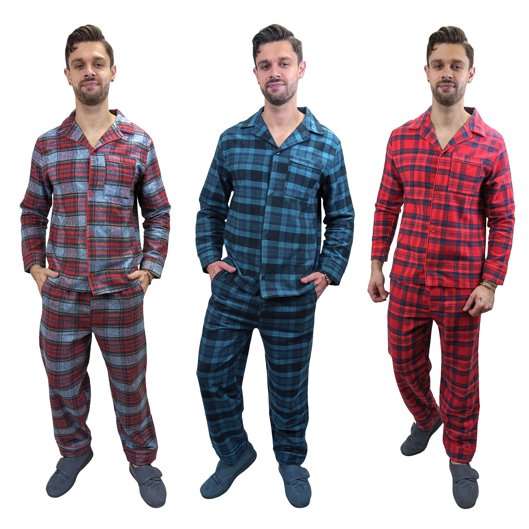 Men's Cotton Esquire Flannel Pyjamas Winter Warm Pjs Pajama Brushed ...