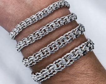 Handmade Sterling Silver Bismark Bracelet for Men and Women - Unique Handcrafted Jewelry, 4 width variations