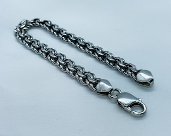 Silver bracelet, Sterling 925, handmade bracelet, Oxidized Bismark chain, men bracelet, gift for men