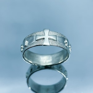 Rosary ring, Ring for prayer rosary, with 10 beads (fish), sterling silver 925 catholic ring, Mary prayer ring