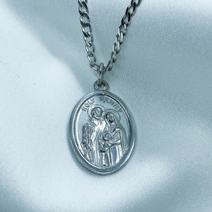 Holy Family Pendant,Mary Jesus Joseph,  Syerling silver Holy Family Medallion