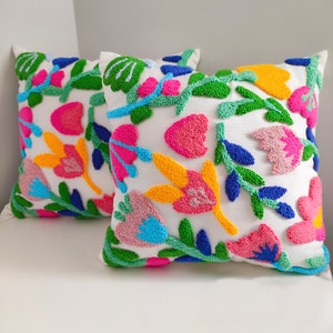 Handmade Punch Needle, Decorative Pillows, Hand Tufted Punch Needle Pillow, Handmade Unique Embroidered Cushion Cover, Embroidery Pillow