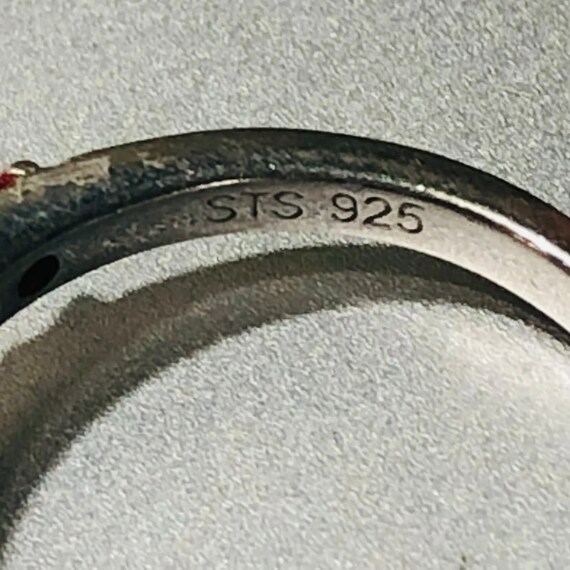 Vintage Bohemian Garnet Ring with Side Stones Mar… - image 4