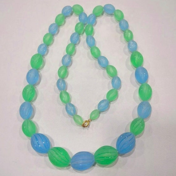 Vintage Gold Tone & Bright Blue and Green Lucite … - image 3