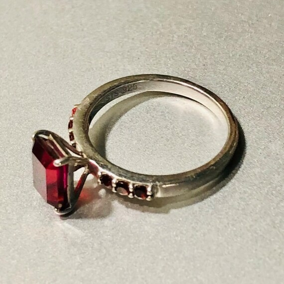 Vintage Bohemian Garnet Ring with Side Stones Mar… - image 2