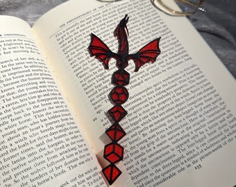 Translucent Red Dungeons & Dragons DND Dragon Dice Sword Bookmark