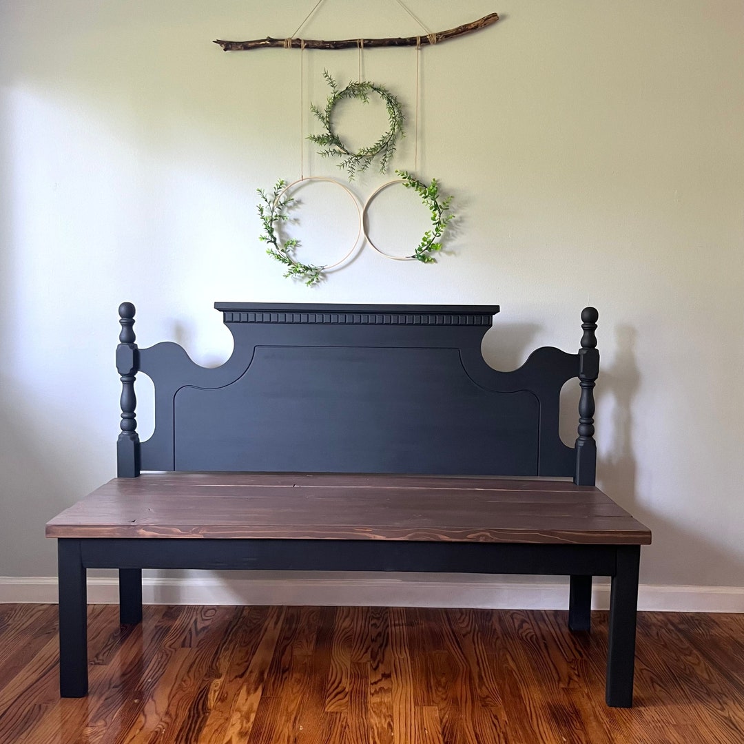 Black Headboard Bench Entryway Bench Handmade Entry Seating Etsy