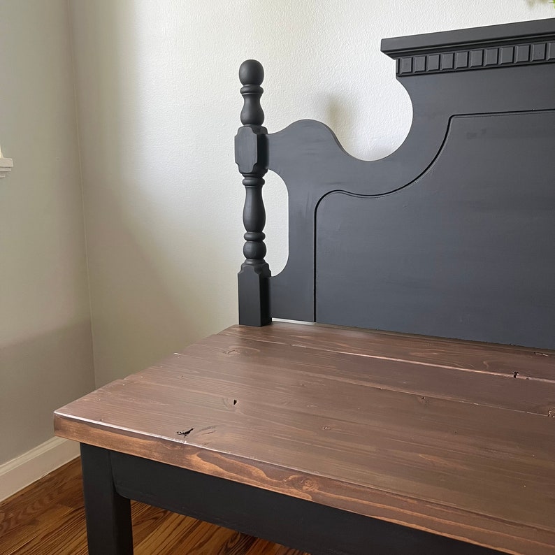 Black Headboard Bench Entryway Bench Handmade Entry Seating Etsy