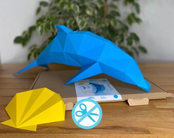 3D Papercraft DELFIN for hanging, DIY craft set, paper model kit complete set for children and adults