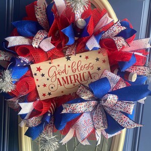 Red White Blue Wreath, 4th of July Wreath, Independence Day Decor, Memorial Day, Patriotic Wreath, Flag Wreath, Summer Front Door Wreath
