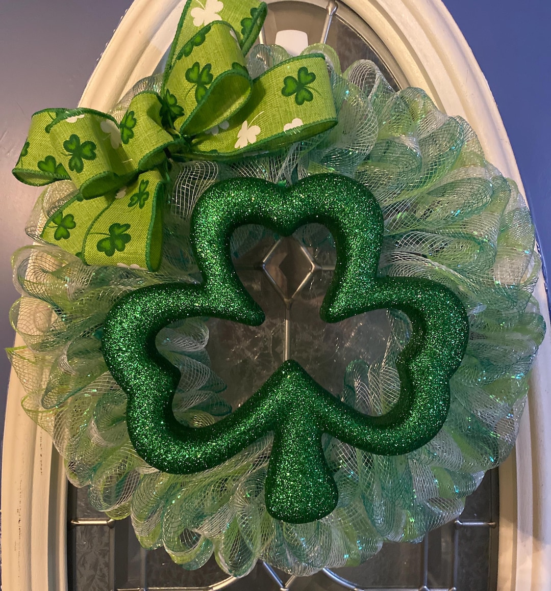 St Patrick’s Day Wreath, Shamrock Wreath. Four Leaf Clover Wreath