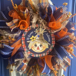 Fall Welcome Wreath: Handmade Autumn Scarecrow Door Decor