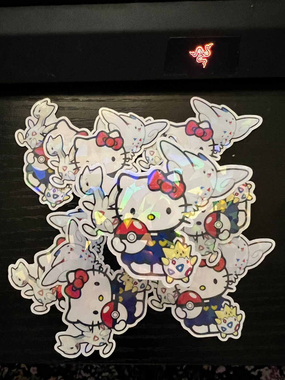 Hello Kitty Pokémon Inspired Sticker, Hello Kitty Holographic Sticker