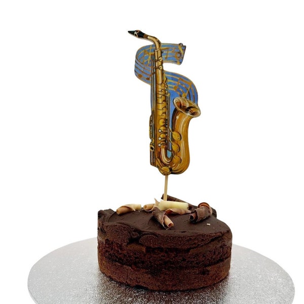 Saxophone Cake Topper - Saxophone Cake Decoration - Saxophone Cake Toppers Saxaphone Cake Decoration - MI-9CT