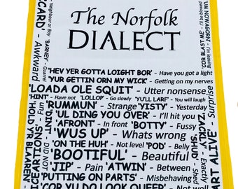 Norfolk Dialect Tea Towel - Great Norfolk Gift - Norfolk Gifts - Norwich City NF-TT