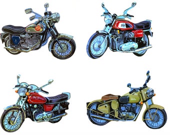 Classic British Motorcycle Magnet Set - Classic Motorbikes Jumbo Size - BSA MS21/23/26/27-JM