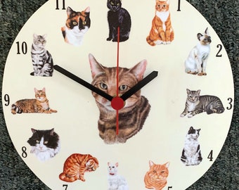 Cat Lovers Clock - Tabby Cat Clock - Tabby Cats - Cat Gift - Cat Gifts - Cat Clocks C21-C