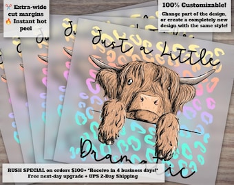 Dramatic Girl and Cute Cow Designs for Kids and Babies - Ready to Use for Heat Transfer, DTF and Press Tasks